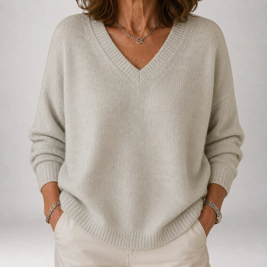 Aurélie | Relaxed V-Neck Knit Sweater