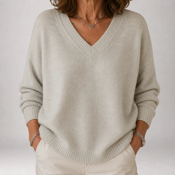 Aurélie | Relaxed V-Neck Knit Sweater