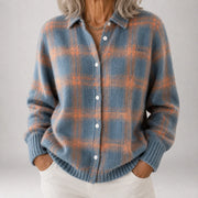 Maeve | Plaid Collared Knit Cardigan
