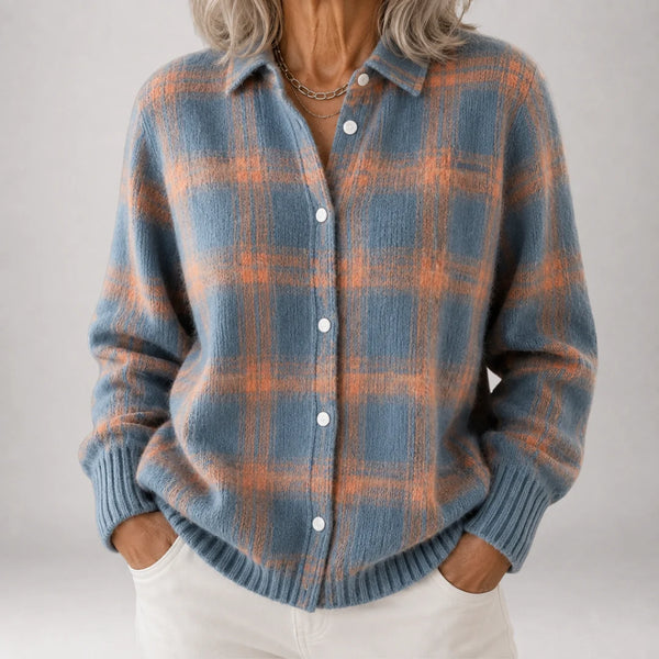 Maeve | Plaid Collared Knit Cardigan