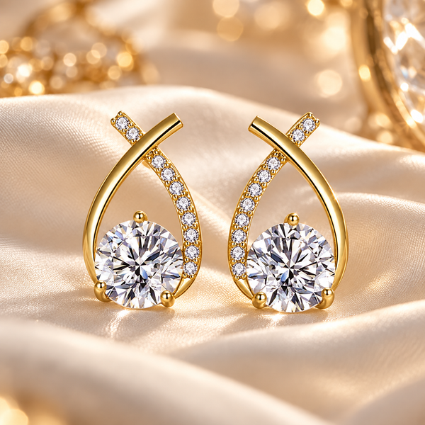 Celeste | Crossover Sparkle Stud Earrings