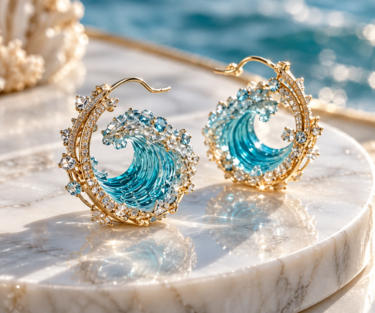 Marina | Ocean Wave Hoop Earrings