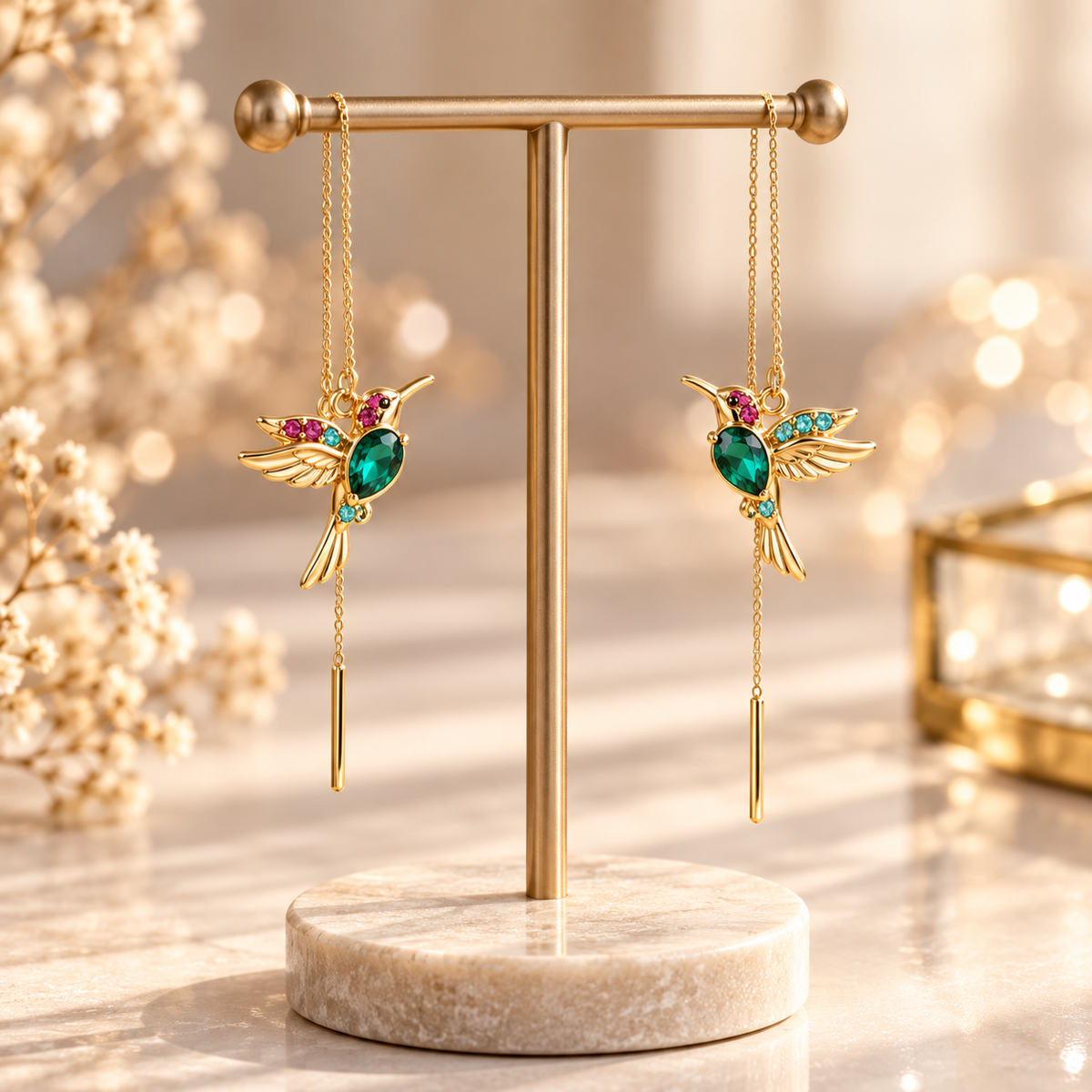 Aria | Hummingbird Threader Earrings