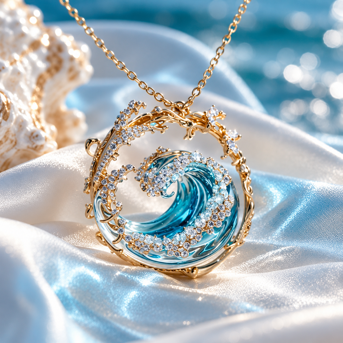 Marina | Ocean Wave Pendant Necklace