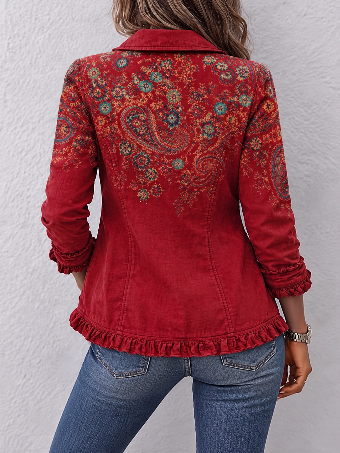 Marguerite | Red Paisley Print Jacket