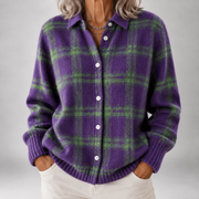 Maeve | Plaid Collared Knit Cardigan