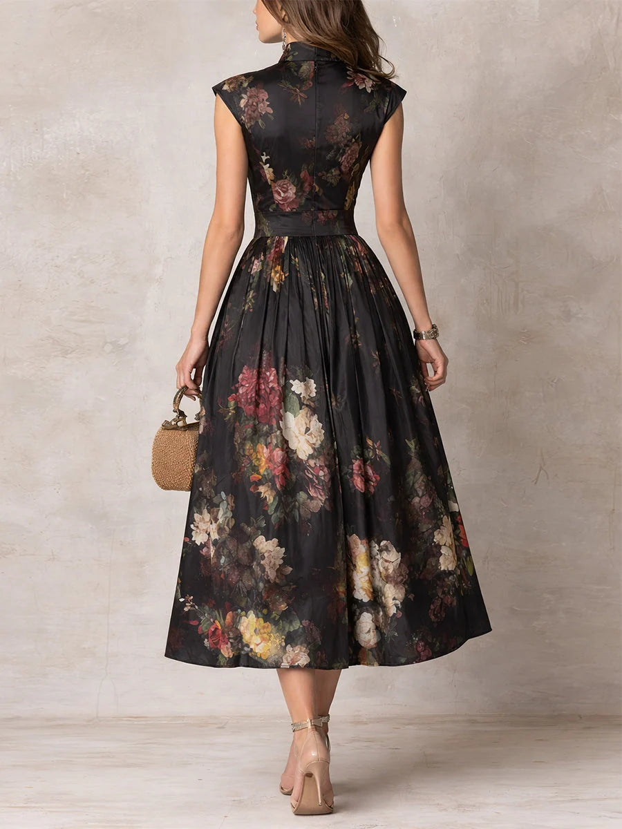 Ottilie | Dark Floral Midi Dress