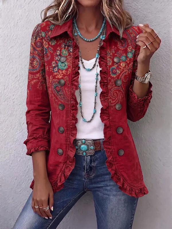 Marguerite | Red Paisley Print Jacket