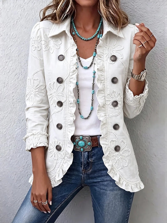 Odette | White Floral Embroidered Jacket
